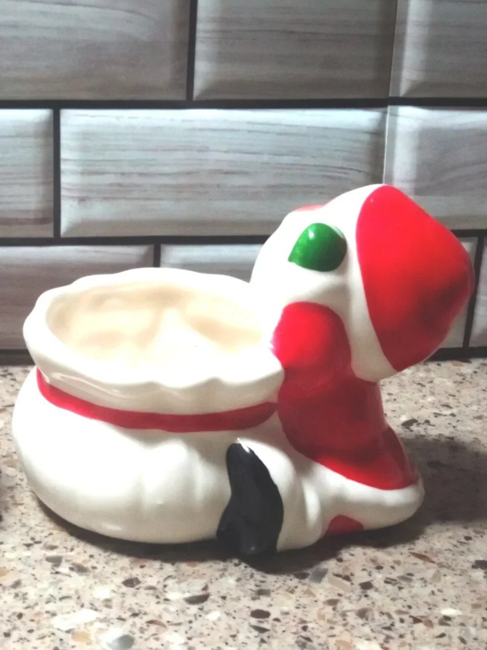Vintage Ceramic Santa with Toy Bag Votive Candle Holder